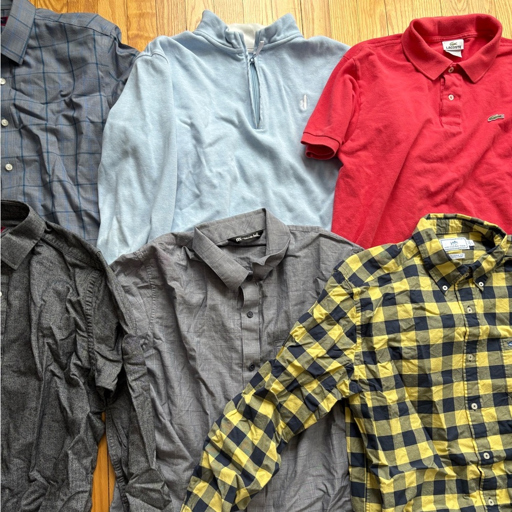 Lot 6 UNTUCKit Travis Mathew Lacoste Johnnie-O Men’s Dress Shirts Large READ - Picture 3 of 4